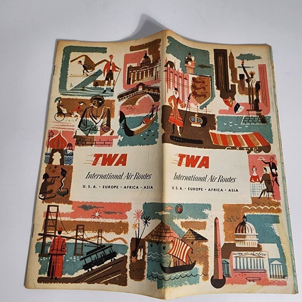 TWA International Air Routes 1954 20 Pages Booklet with Great Air Route Maps